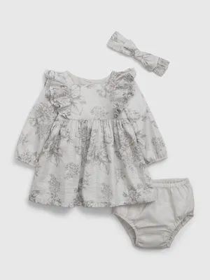Baby Metallic Floral Dress Set