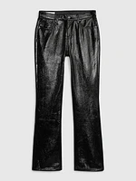 Mid Rise Vegan Patent Leather Baby Boot Pants