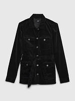 Velvet Belted Utility Jacket