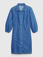 Organic Cotton Puff Sleeve Denim Mini Dress