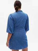 Organic Cotton Puff Sleeve Denim Mini Dress