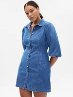 Organic Cotton Puff Sleeve Denim Mini Dress