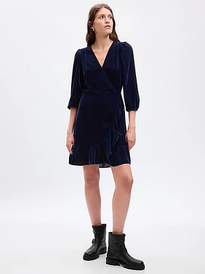 Velvet Wrap Mini Dress