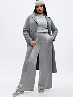 High Rise Pleated Satin Wide-Leg Trousers