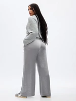 High Rise Pleated Satin Wide-Leg Trousers