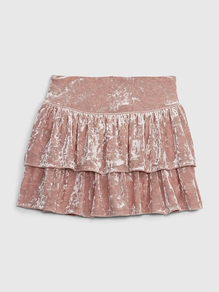 Kids Velvet Tiered Skirt