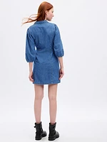 Organic Cotton Puff Sleeve Denim Mini Dress