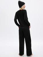 Wide-Leg Pleated PJ Pants