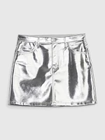 Metallic Vegan Leather Mini Skirt