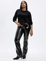 Mid Rise Vegan Patent Leather Baby Boot Pants