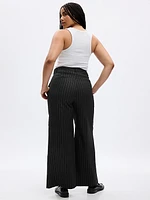 High Rise Metallic Stripe Wide-Leg Trousers