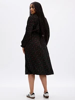 Satin Tie-Neck Midi Dress