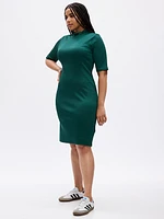 Mockneck Rib Midi Dress