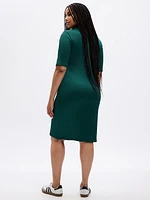 Mockneck Rib Midi Dress