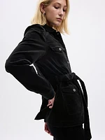 Velvet Belted Utility Jacket