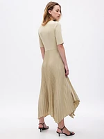 Satin Pleated Midi Dress