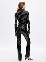 Mid Rise Vegan Patent Leather Baby Boot Pants