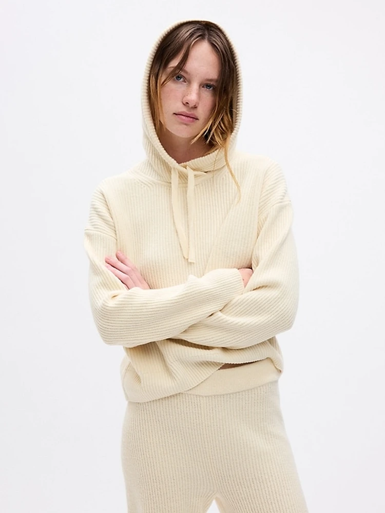 CashSoft Shaker-Stitch Sweater Hoodie