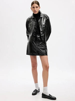 Vegan Patent Leather Mini Skirt