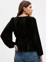 Velvet Balloon Sleeve Top