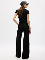 High Rise Metallic Stripe Wide-Leg Trousers