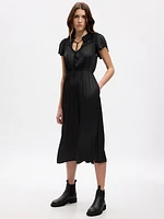 Ruffle-Neck Midi Dress