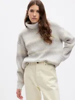 Shaker-Stitch Turtleneck Sweater