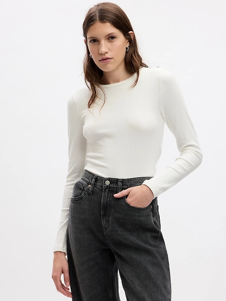 Modern Jewel-Button Rib T-Shirt