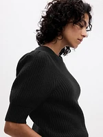 CashSoft Puff Sleeve Rib Sweater