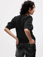 CashSoft Puff Sleeve Rib Sweater