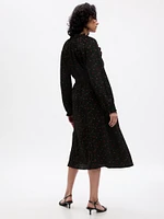 Satin Tie-Neck Midi Dress