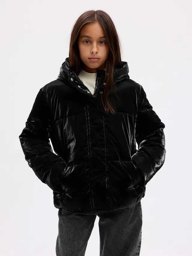 DKNY, Belted Long Puffer Jacket, Black/Titan