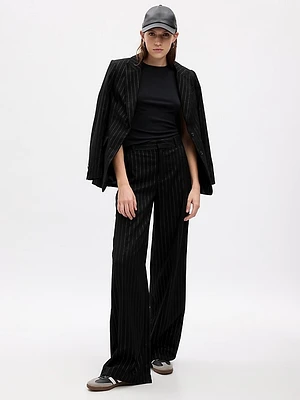 High Rise Metallic Stripe Wide-Leg Trousers