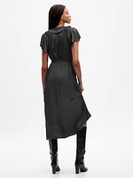 Ruffle-Neck Midi Dress