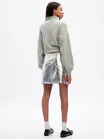 Metallic Vegan Leather Mini Skirt