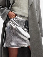 Metallic Vegan Leather Mini Skirt