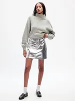 Metallic Vegan Leather Mini Skirt