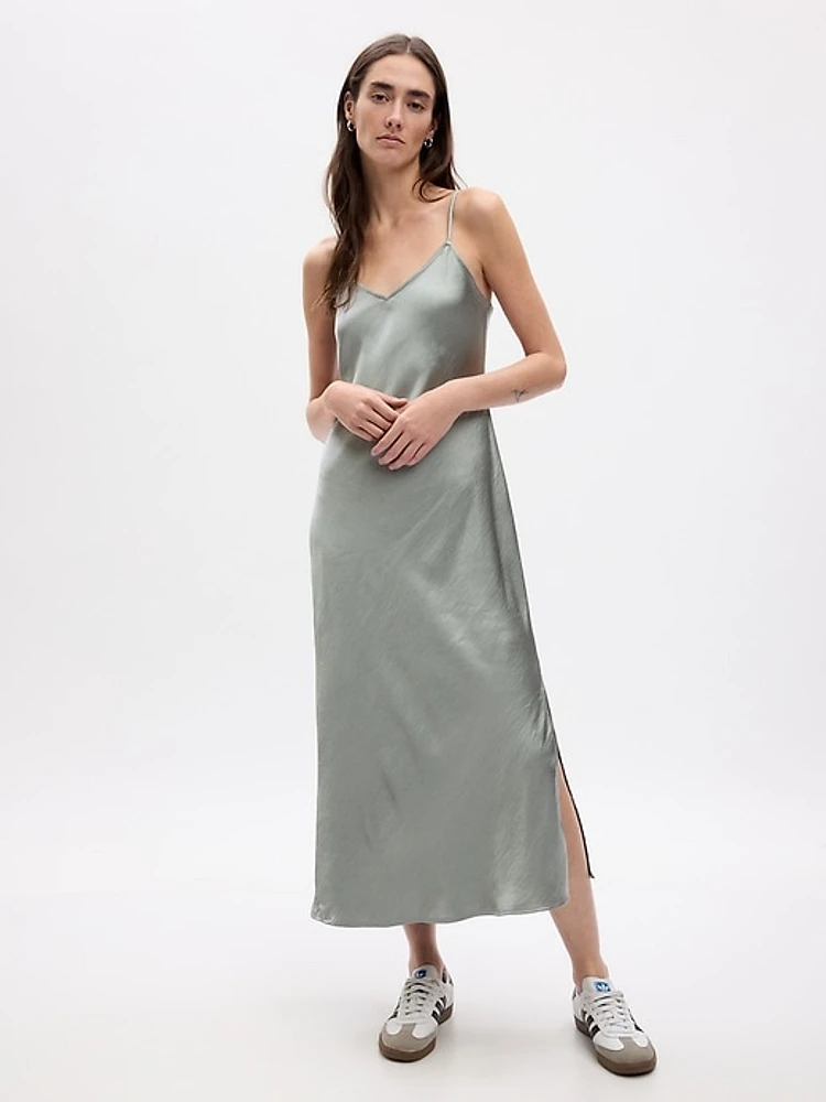 Satin Midi Slip Dress