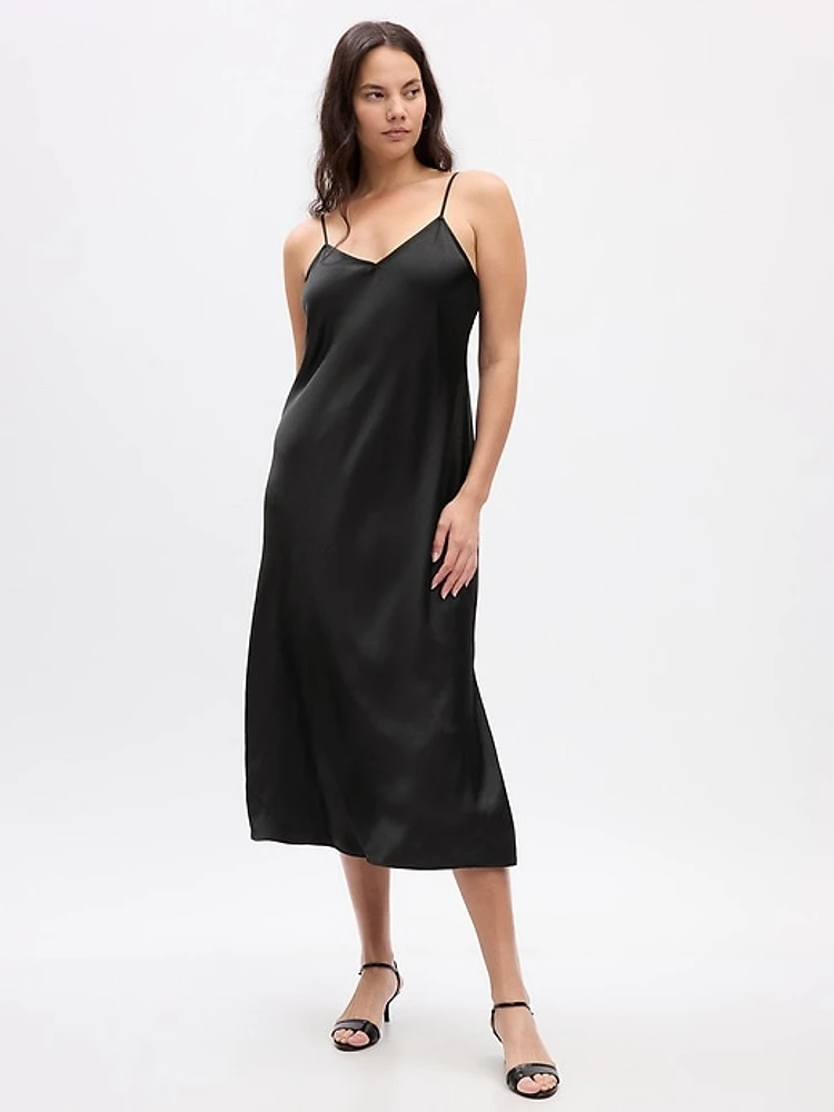 Satin Midi Slip Dress