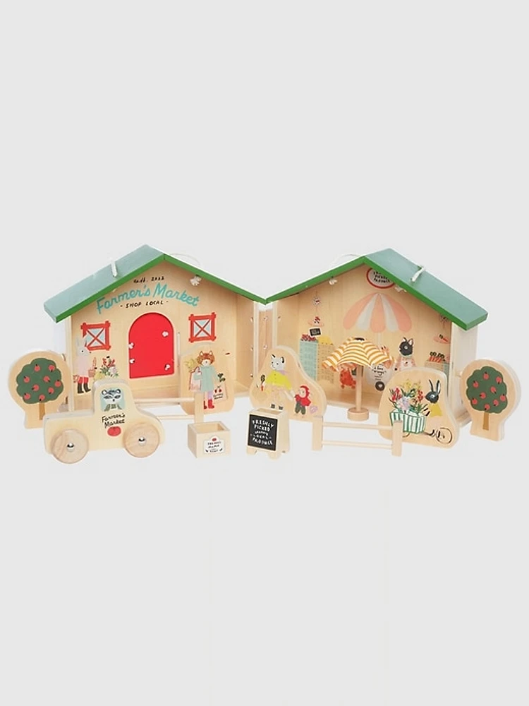 Farmers Market Day Portable Wooden Toy Set