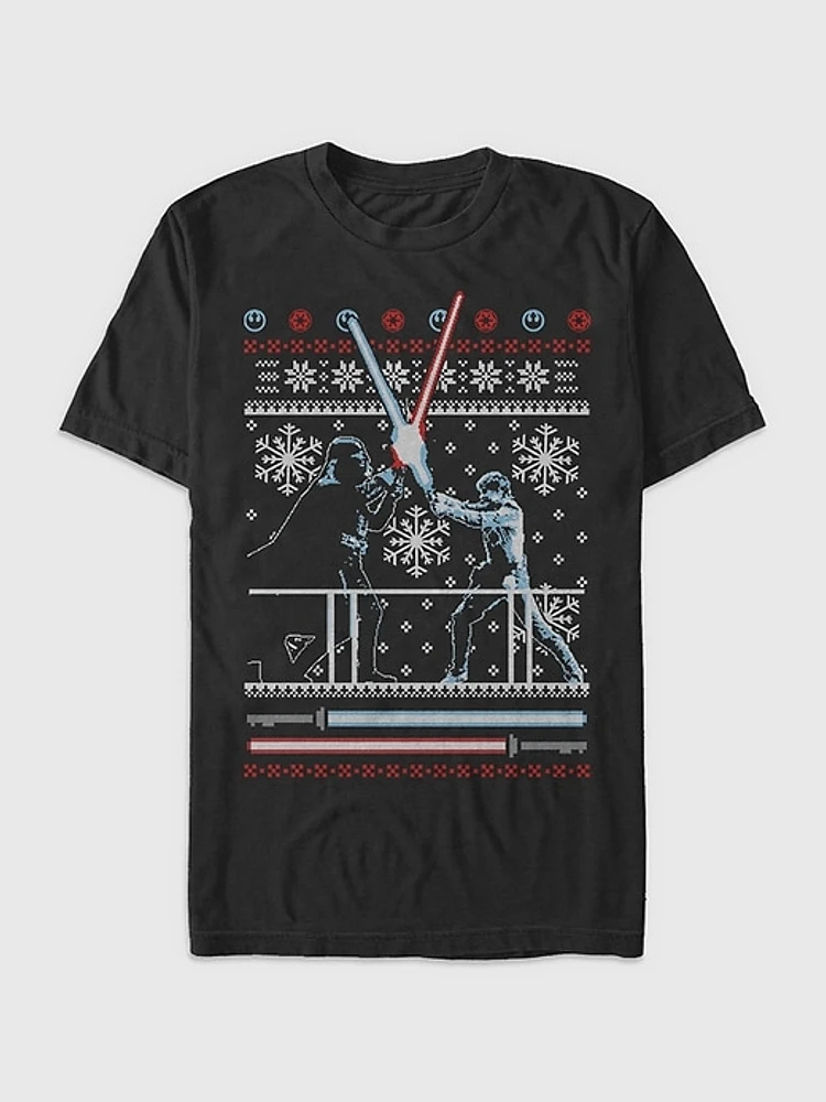 Star Wars Ugly Sweater Lightsaber Battle Graphic Tee