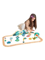 T Rex Express Jurassic Themed Wooden Toy Train Set