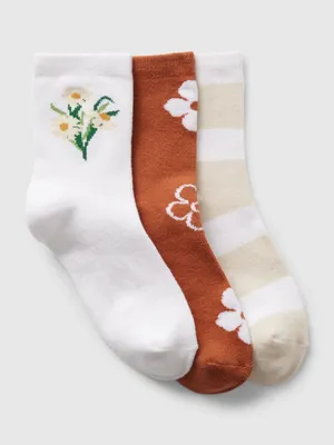 Kids Floral Crew Socks (3-Pack