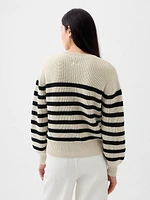 Shaker-Stitch Crewneck Sweater