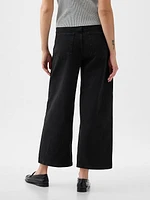 High Rise Stride Metallic Wide-Leg Ankle Jeans