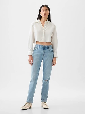 Mid Rise Girlfriend Jeans