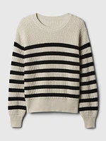 Shaker-Stitch Crewneck Sweater