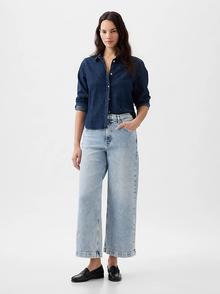 High Rise Stride Wide-Leg Ankle Jeans