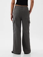 Mid Rise Loose Khaki Cargo Pants