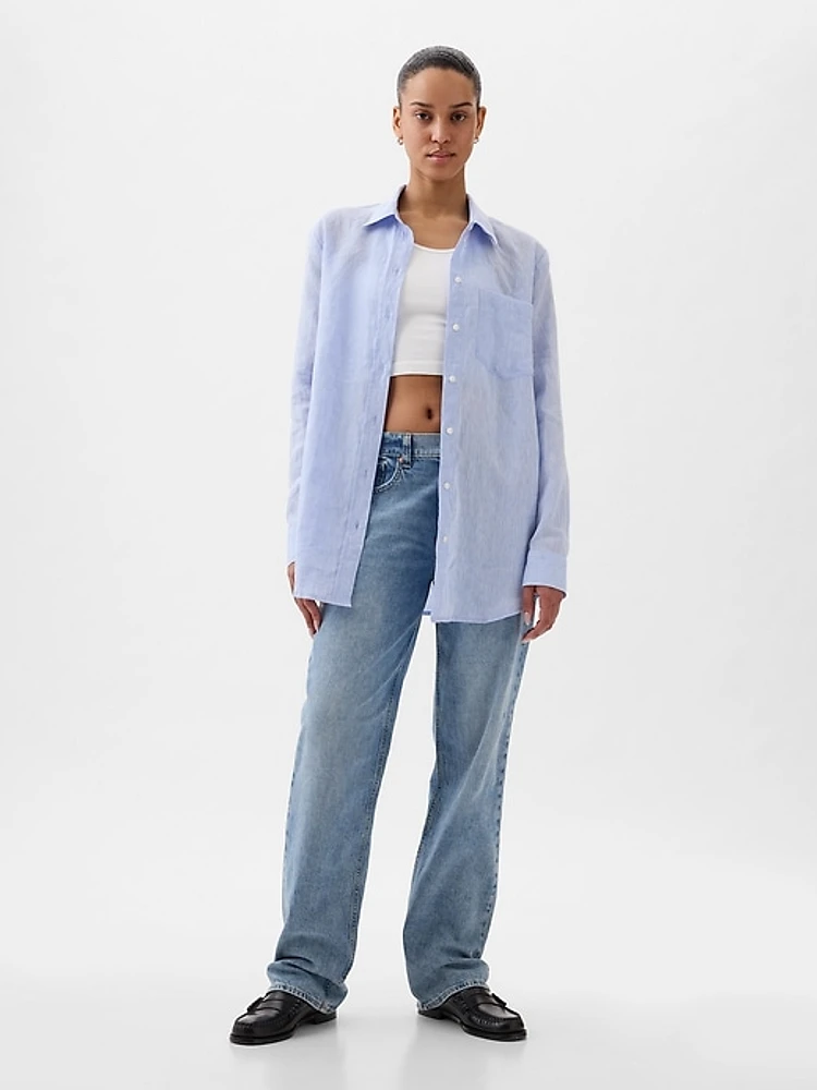 Pleated Satin Boyfriend Shirt